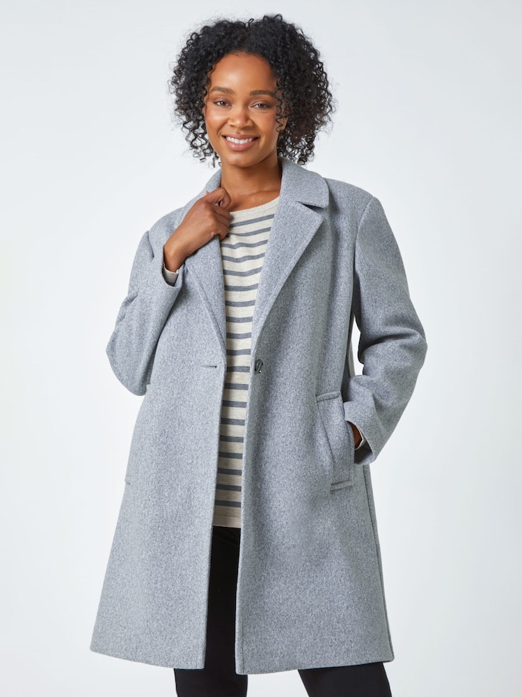 Roman Grey Petite Smart Button Coat - Image 1 of 5 Roman Grey Petite Smart Button Coat - Image 1 of 5