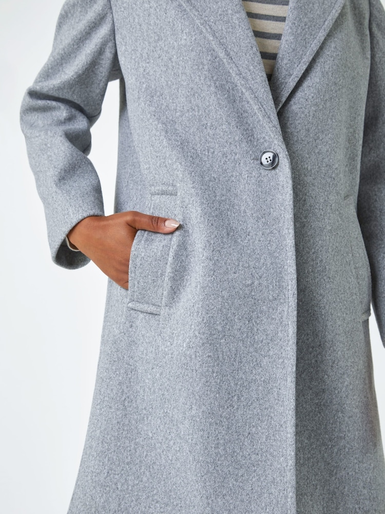 Roman Grey Petite Smart Button Coat - Image 5 of 5 Roman Grey Petite Smart Button Coat - Image 5 of 5
