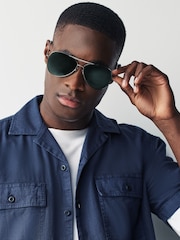 Gunmetal Grey/Green Style Polarised Sunglasses - Image 1 of 5