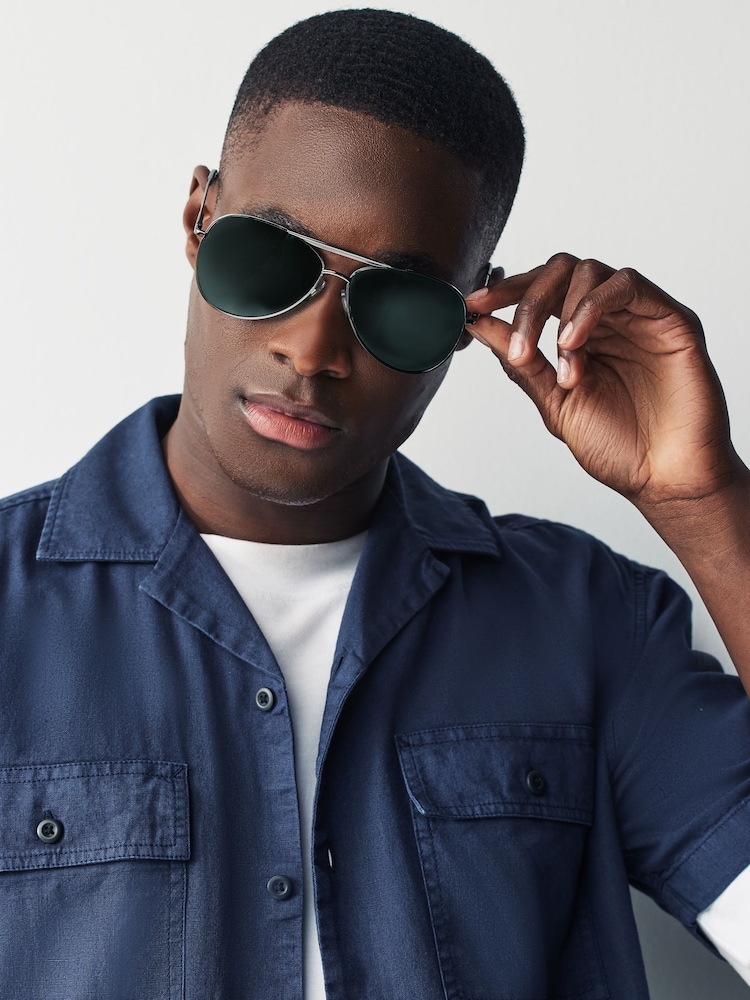 Gunmetal Grey/Green Style Polarised Sunglasses - Image 1 of 5