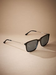 Black Signature Polarised Wayfarer Sunglasses - Image 1 of 5