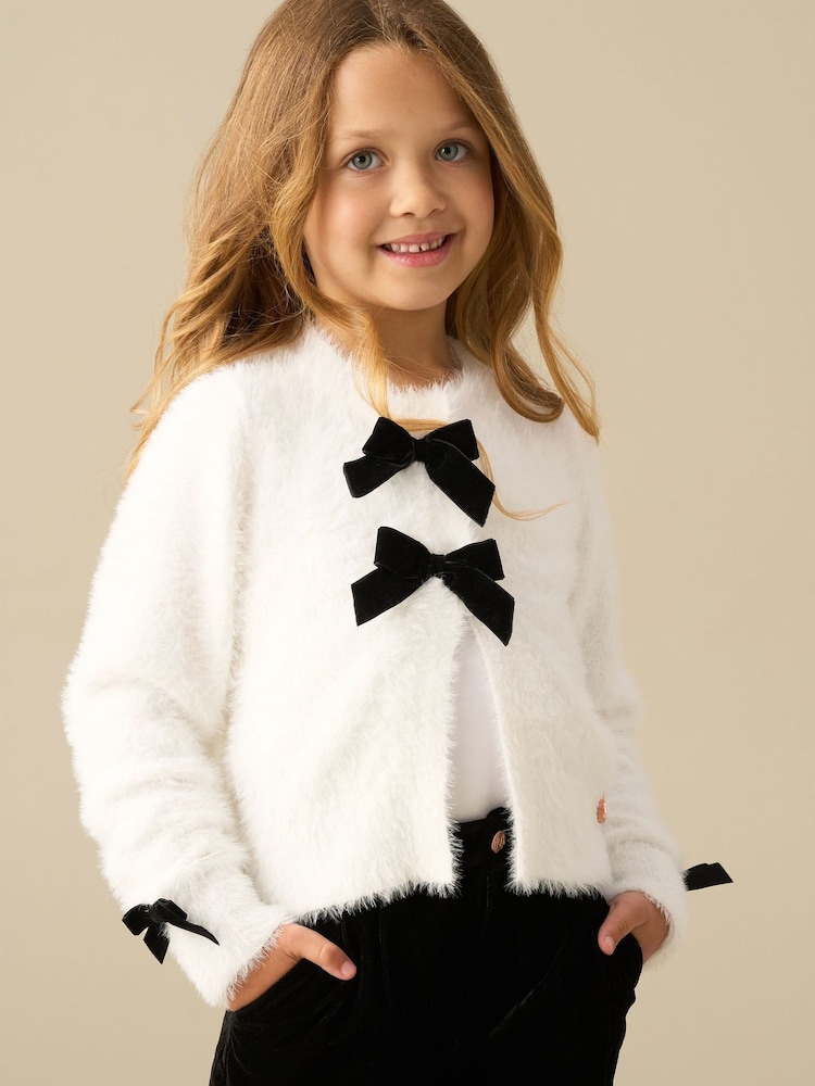 Angel & Rocket Cream Bella Cream Bow All Over Cardigan - Image 2 of 4 Angel & Rocket Cream Bella Cream Bow All Over Cardigan - Image 2 of 4