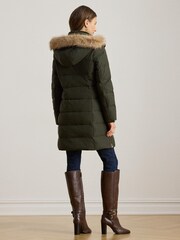 Zeleno - Lauren Ralph Lauren Faux Fur Trim Hooded Down Coat - Slika 2 od 9