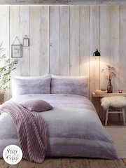 Appletree Purple Anson Stripe 100 Brushed 100% Cotton Duvet Cover Set - Image 1 of 4