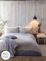 Appletree Grey Anson Stripe 100 Brushed 100% Cotton Duvet Cover Set - Image 1 of 4