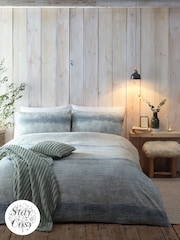 Appletree Green Anson Stripe 100 Brushed 100% Cotton Duvet Cover Set - Image 1 of 4