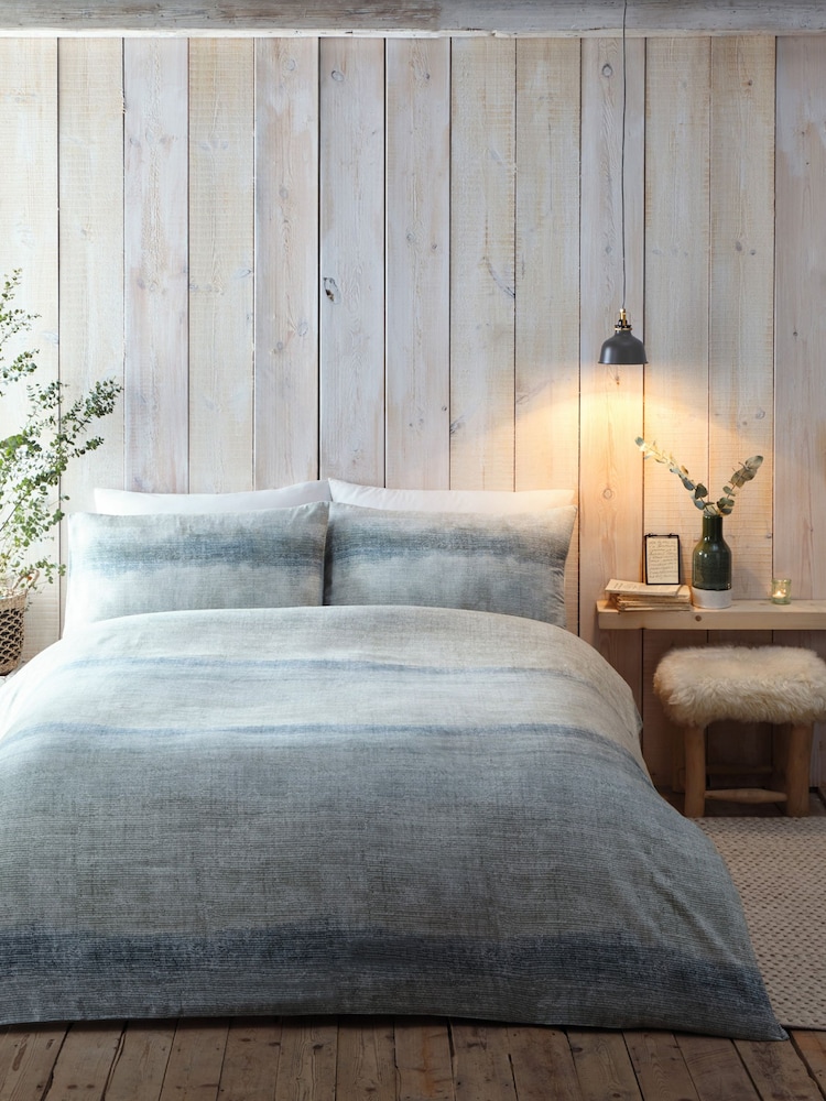Appletree Green Anson Stripe 100 Brushed 100% Cotton Duvet Cover Set - Image 2 of 4