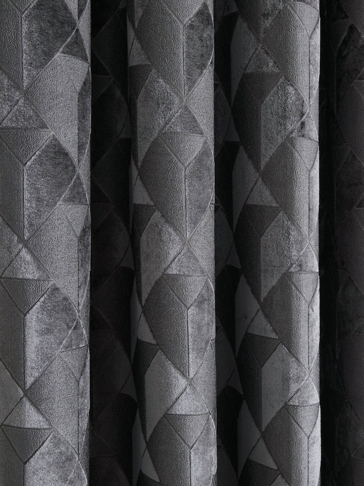 Appletree Grey Quentin Luxe Jacquard Eyelet Curtains - Image 3 of 3