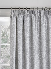 Dreams & Drapes Grey Aveline 100% Cotton Pencil Pleat Curtains - Image 3 of 4