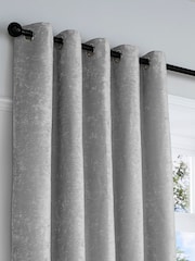 Curtina Grey Textured Chenille Luxe Eyelet Curtains - Image 2 of 3