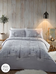 Appletree Grey Alaska 100 Brushed Cotton Duvet Cover Set - Image 1 of 4