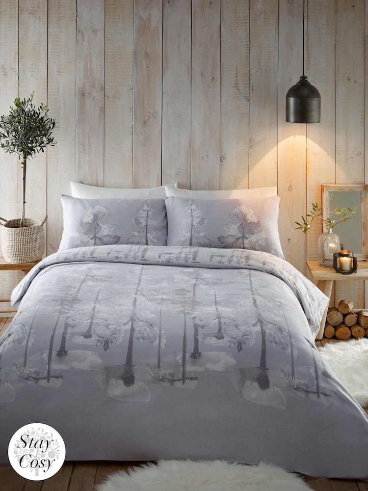 Appletree Grey Alaska 100 Brushed Cotton Duvet Cover Set - Image 1 of 4