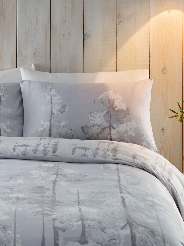Appletree Grey Alaska 100 Brushed Cotton Duvet Cover Set - Image 2 of 4