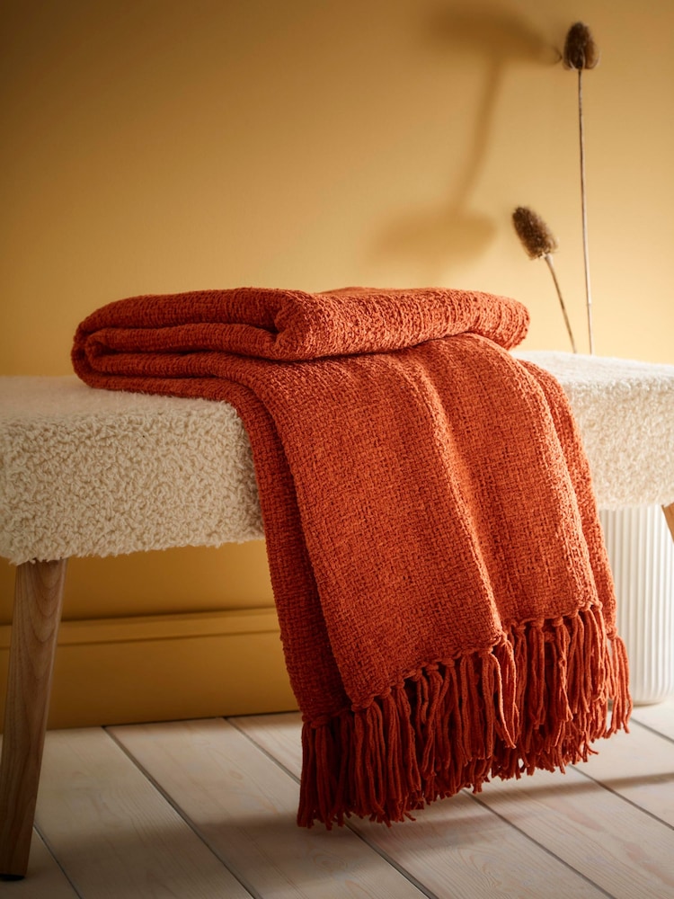 Appletree Orange Chenille Throw So Soft Chenile Throw - Image 1 of 4