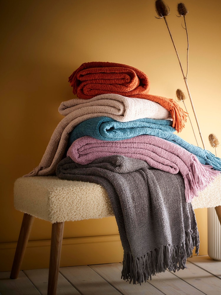 Appletree Orange Chenille Throw So Soft Chenile Throw - Image 4 of 4