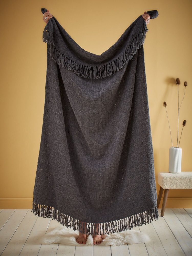 Appletree Grey So Soft Chenile Throw - Image 2 of 4 Appletree Grey So Soft Chenile Throw - Image 2 of 4
