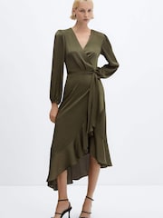 Mango Positano Ruffle Wrap Dress - Image 1 of 6