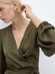 Mango Positano Ruffle Wrap Dress - Image 4 of 6