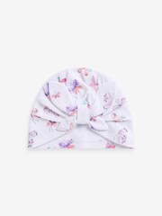 Lilac/Ecru Baby Turban 100% Cotton Hats 2 Pack (0-18mths) - Image 2 of 4