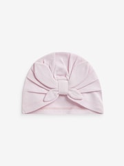 Lilac/Ecru Baby Turban 100% Cotton Hats 2 Pack (0-18mths) - Image 3 of 4