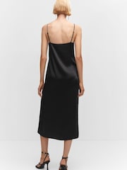 Mango Side-Slit Satin Black Dress - Image 3 of 7