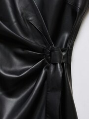 Mango Emily Leather-effect Wrap Dress - Image 5 of 6