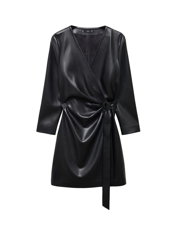 Mango Emily Leather-effect Wrap Dress - Image 6 of 6