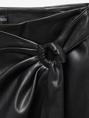 Mango Black Emilia Faux Leather Crossover Midi Skirt - Image 7 of 7
