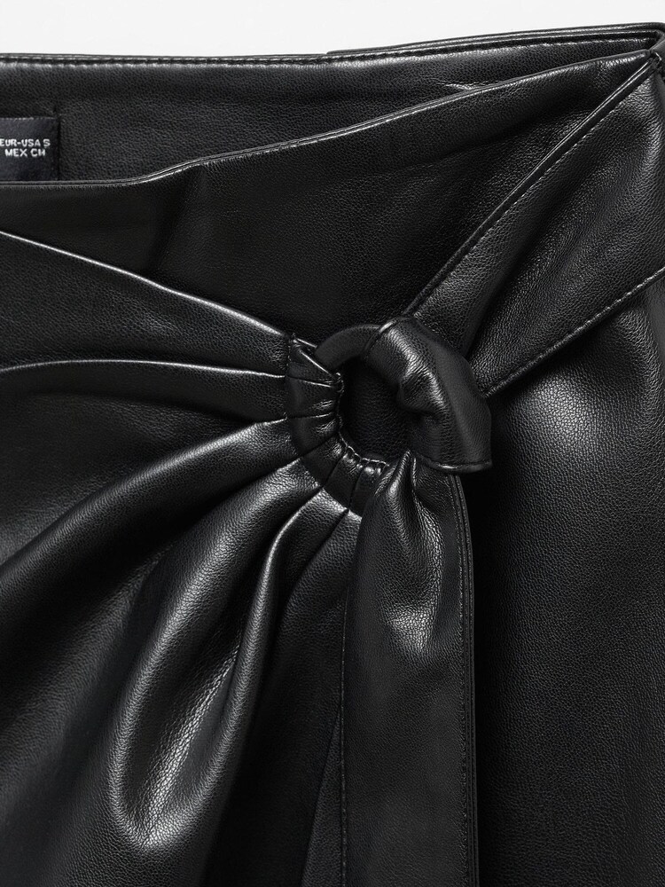 Mango Black Emilia Faux Leather Crossover Midi Skirt - Image 7 of 7