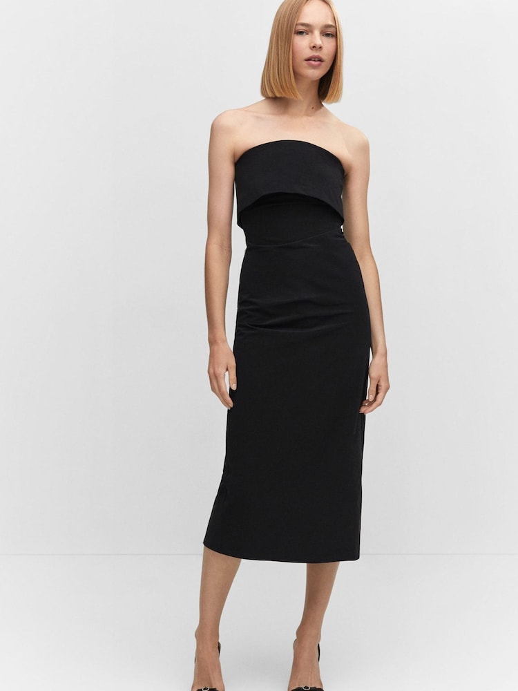 Mango Strapless Slit Black Dress - Image 1 of 5 Mango Strapless Slit Black Dress - Image 1 of 5