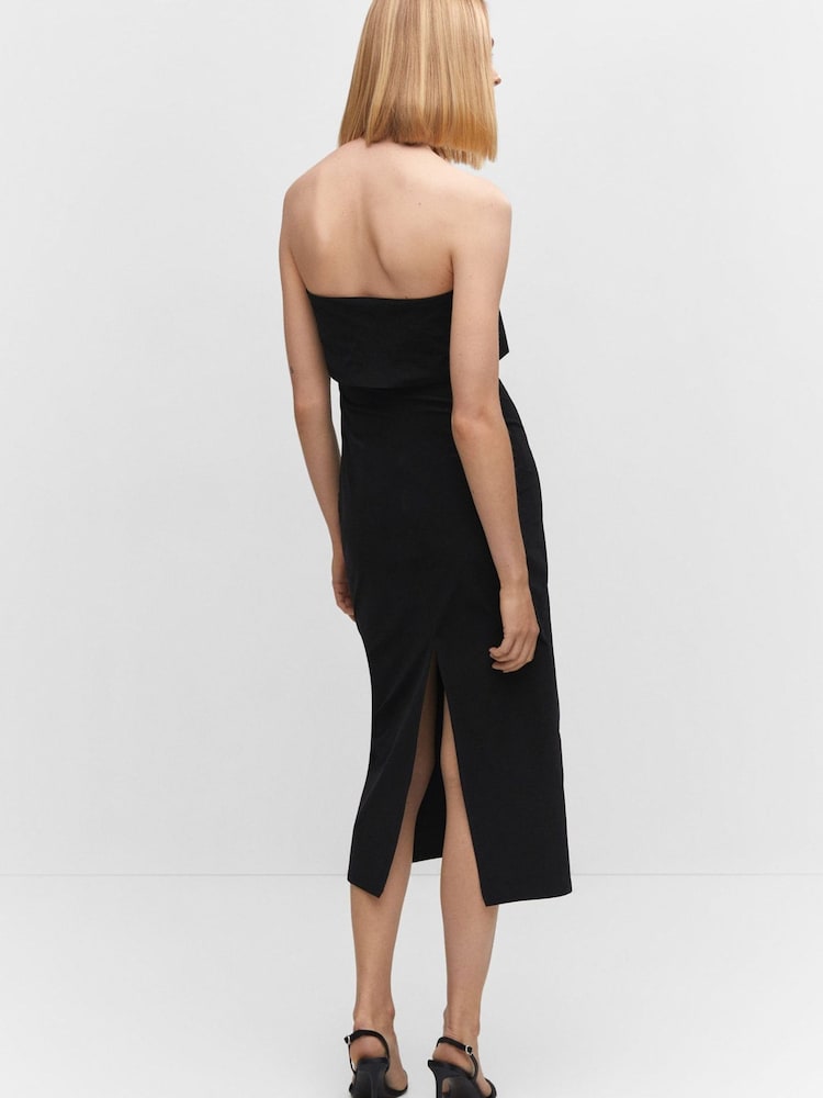 Mango Strapless Slit Black Dress - Image 2 of 5 Mango Strapless Slit Black Dress - Image 2 of 5