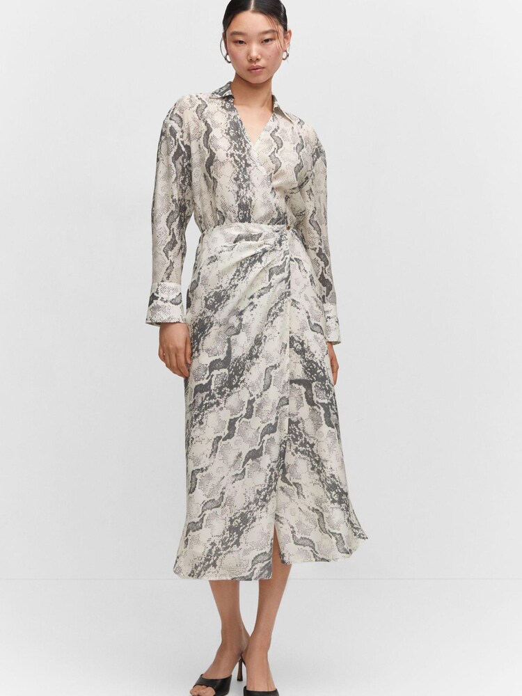 Mango Snake Print Lyocell White Dress - Image 1 of 1 Mango Snake Print Lyocell White Dress - Image 1 of 1