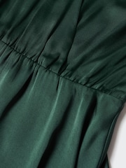 Mango Green Wrapped Satin Dress - Image 5 of 6