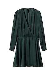 Mango Green Wrapped Satin Dress - Image 6 of 6