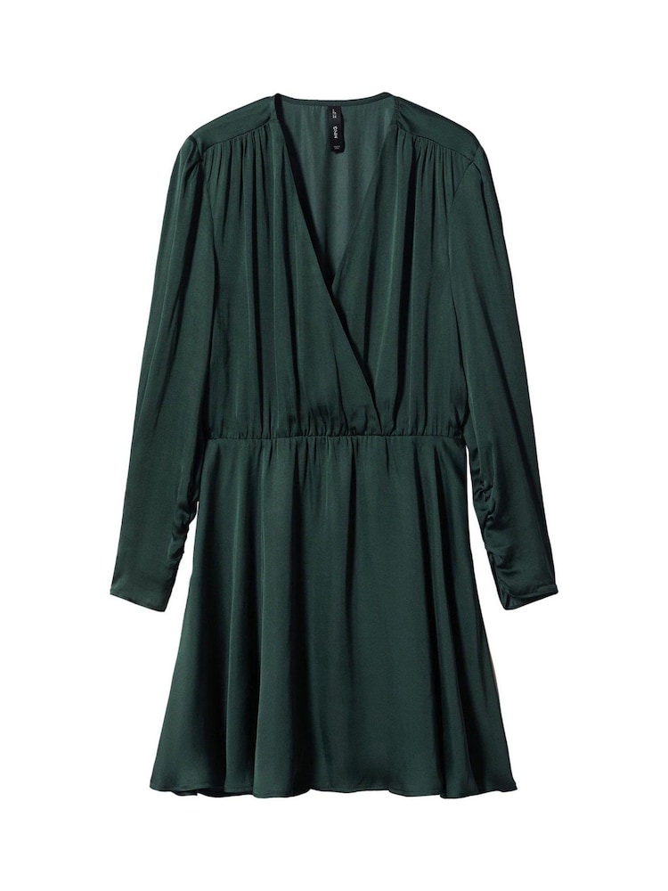Mango Green Wrapped Satin Dress - Image 6 of 6