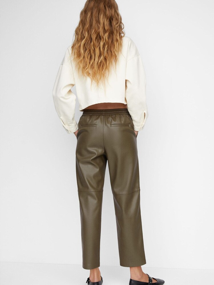 Mango Leather-Effect Elastic Waist Trousers - Image 2 of 6