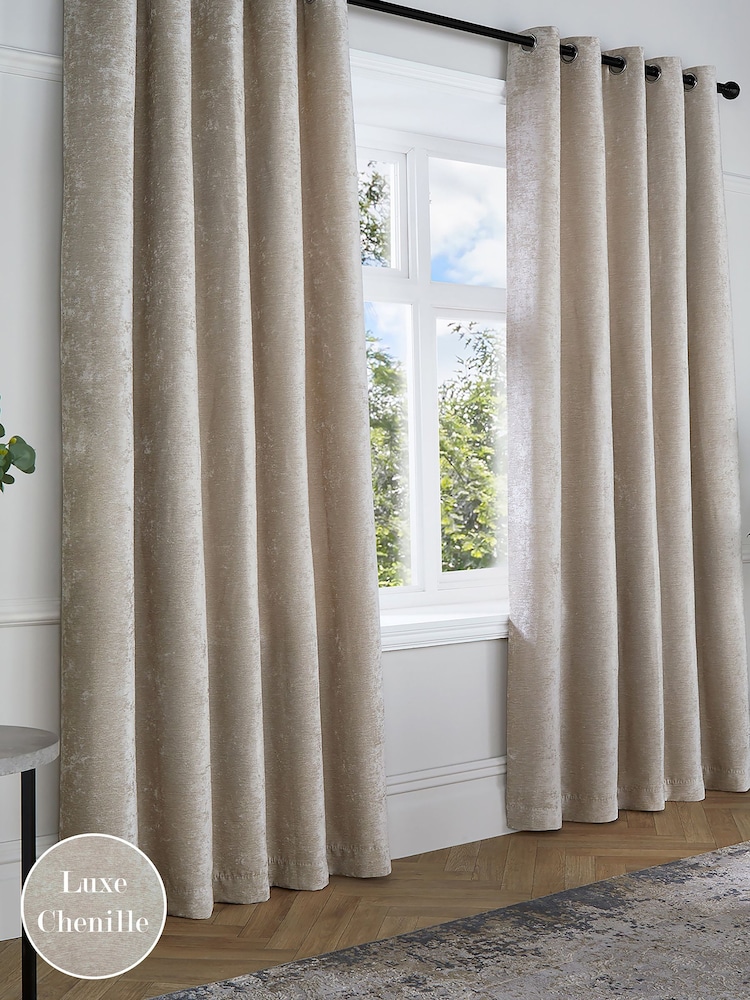 Curtina Textured Chenille Luxe Eyelet Curtains - Imagem 1 de 3