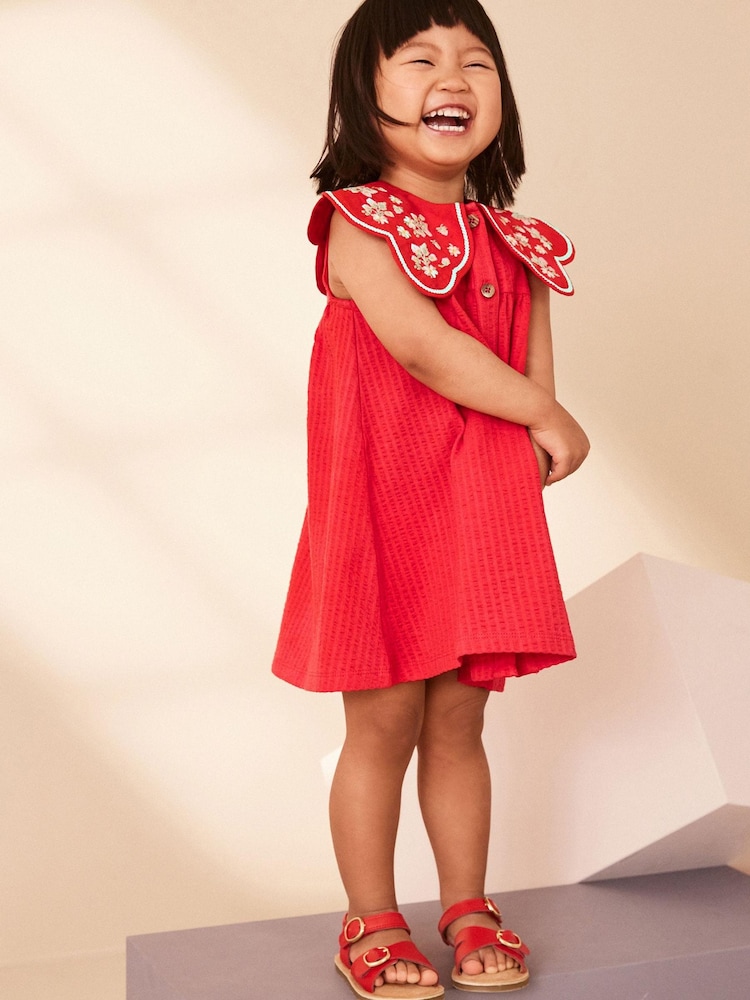 Red Cotton Summer Dress (3mths-7yrs) - Image 2 of 7 Red Cotton Summer Dress (3mths-7yrs) - Image 2 of 7