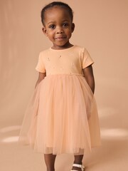 Pink Rib Mesh Dress (3mths-7yrs) - Image 1 of 7