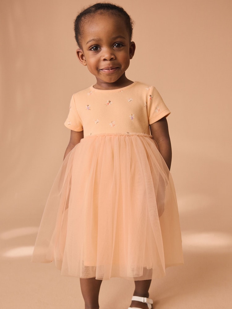 Pink Rib Mesh Dress (3mths-7yrs) - Image 1 of 7