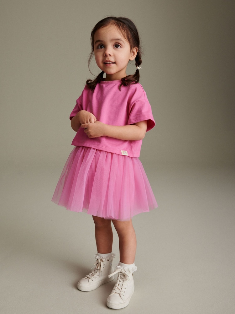 Bright Pink T-Shirt and Skirt Set (3mths-7yrs) - Image 2 of 7