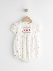 White Embroidered Strawberries Bloomer Romper (0mths-2yrs) - Image 1 of 7