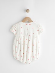 White Embroidered Strawberries Bloomer Romper (0mths-2yrs) - Image 2 of 7