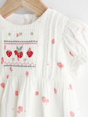 White Embroidered Strawberries Bloomer Romper (0mths-2yrs) - Image 3 of 7