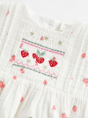 White Embroidered Strawberries Bloomer Romper (0mths-2yrs) - Image 4 of 7