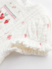 White Embroidered Strawberries Bloomer Romper (0mths-2yrs) - Image 5 of 7