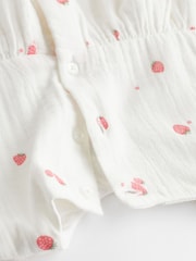 White Embroidered Strawberries Bloomer Romper (0mths-2yrs) - Image 6 of 7