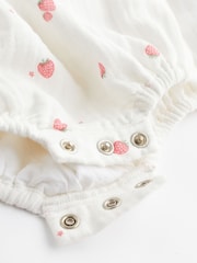 White Embroidered Strawberries Bloomer Romper (0mths-2yrs) - Image 7 of 7