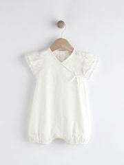 White Broderie Baby Wrap Romper (0mths-3yrs) - Image 1 of 7