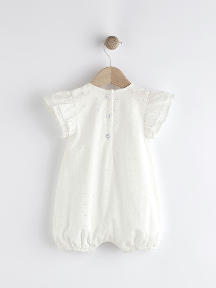 White Broderie Baby Wrap Romper (0mths-3yrs) - Image 2 of 7